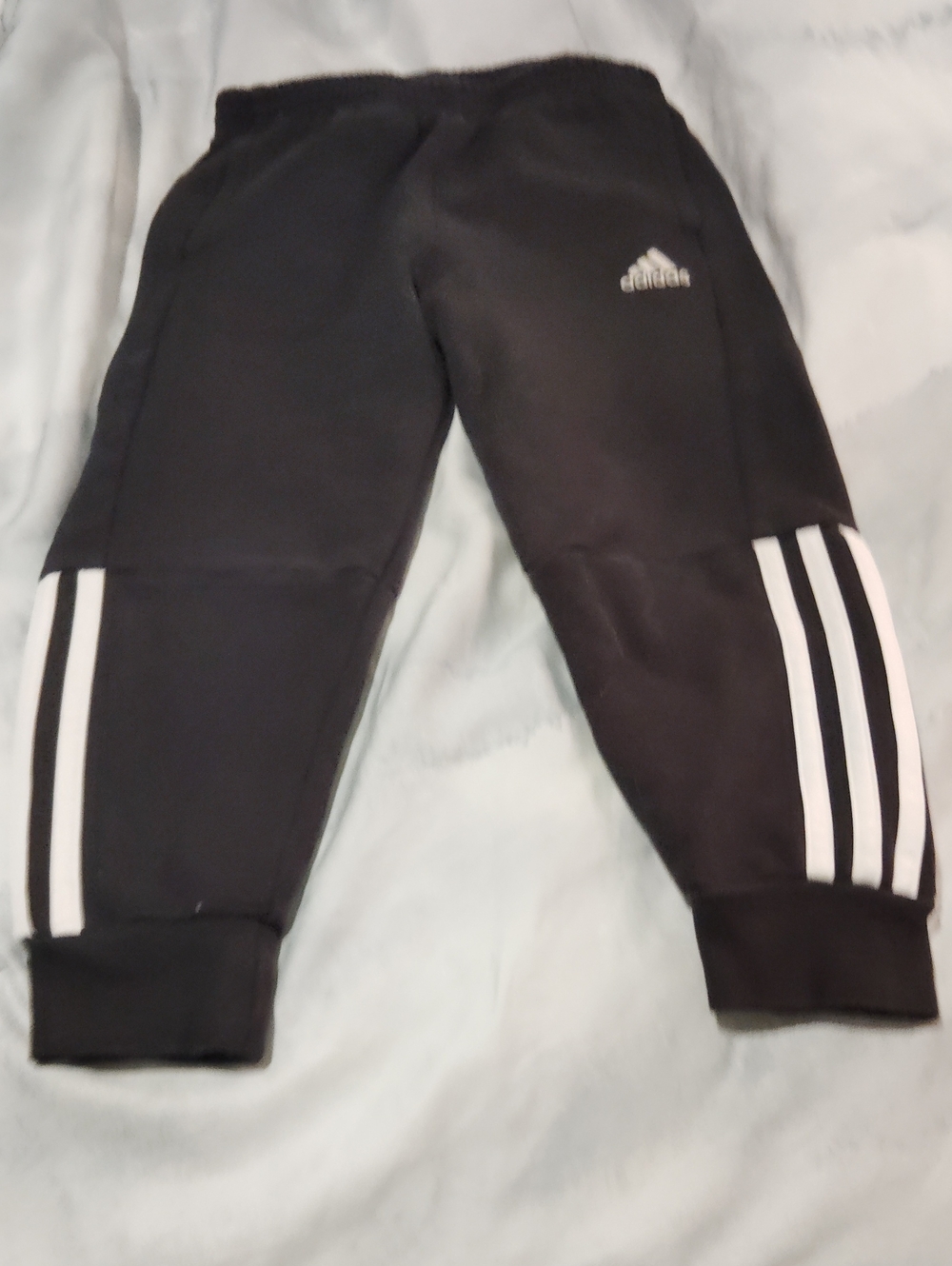 adidas Black Kids Jogger Pants with White Three-Stripes